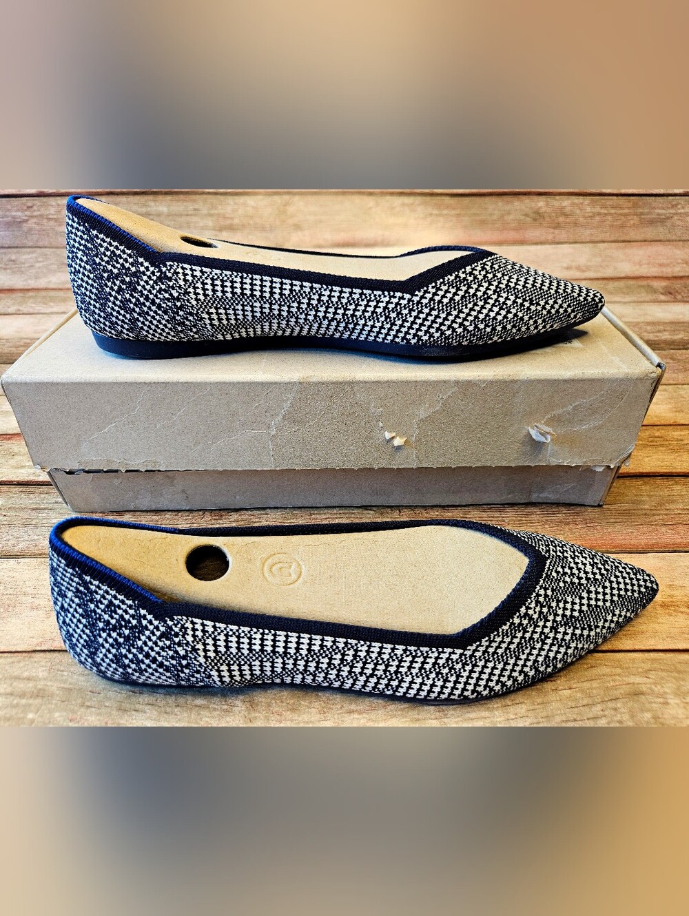 Rothy's Navy Houndstooth Point flats